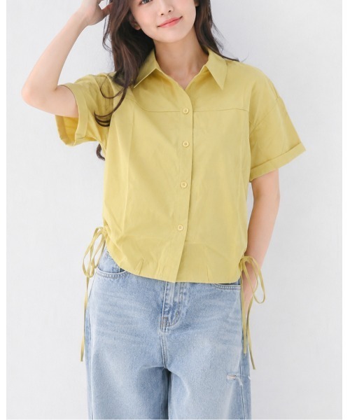 FAZVY(ファズビー)の「シルエットを自在に サイドドロスト半袖シャツ(シャツ/ブラウス・レディース・イエロー/スカイブルー/ホワイト・L)」の4枚目の写真