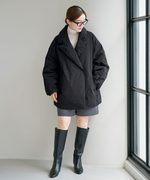 IENA(イエナ)の「《追加3/一部店舗限定カラーあり》ARTIROSA撥水テイラーコクーンダウン(ダウンジャケット/コート・レディース・チャコールグレー/ブラック・38/36/34)」の11枚目の写真