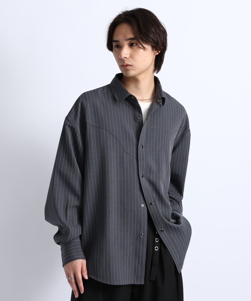 RAGEBLUE（レイジブルー）の「PINSTRIPE WESTERN SHIRTS/ピンストウエスタンシャツ（シャツ/ブラウス・メンズ・ブラック/ブラウン/グレー・LARGE/MEDIUM）」の3枚目の写真
