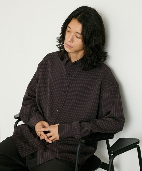 RAGEBLUE（レイジブルー）の「PINSTRIPE WESTERN SHIRTS/ピンストウエスタンシャツ（シャツ/ブラウス・メンズ・ブラック/ブラウン/グレー・LARGE/MEDIUM）」の4枚目の写真