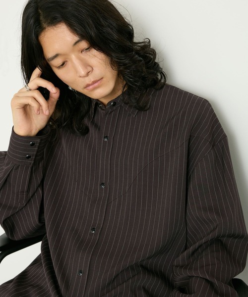 RAGEBLUE（レイジブルー）の「PINSTRIPE WESTERN SHIRTS/ピンストウエスタンシャツ（シャツ/ブラウス・メンズ・ブラック/ブラウン/グレー・LARGE/MEDIUM）」の5枚目の写真