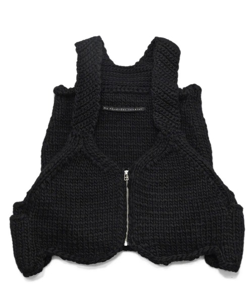 my beautiful landlet(マイビューティフルランドレット)の「【my beautiful landlet】JAPAN HAND KNITTED BAG VEST(ベスト・メンズ・ブラック/ブルー/オリーブ・FREE)」の1枚目の写真