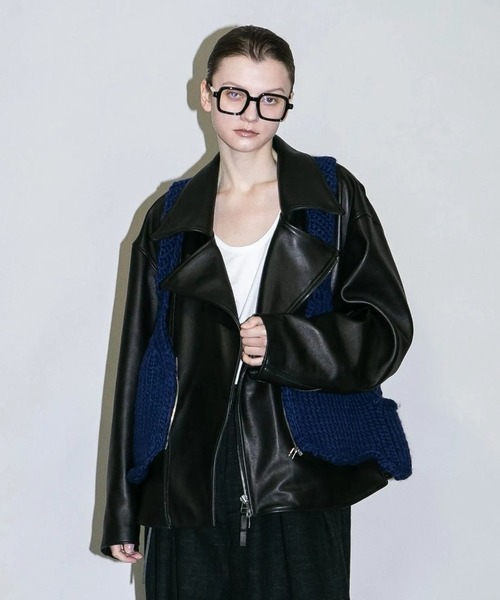 my beautiful landlet(マイビューティフルランドレット)の「【my beautiful landlet】JAPAN HAND KNITTED BAG VEST(ベスト・メンズ・ブラック/ブルー/オリーブ・FREE)」の9枚目の写真