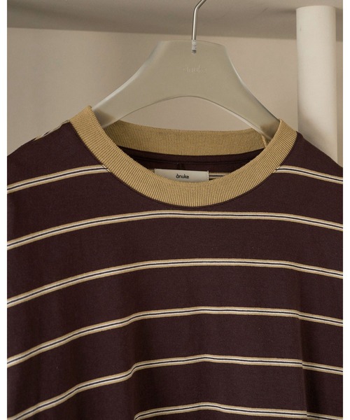 anuke（アンヌーク）の「[anuke/アンヌーク] マルチボーダー ルーズシルエットロングスリーブTシャツ（Tシャツ/カットソー・レディース・チャコールグレー/ブラウン・F）」の12枚目の写真