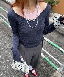 フェイクレイヤードホルターデザイントップス