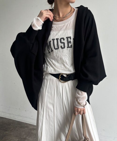 DouDou(ドゥドゥ)の「ダンボールニットモモンガフーディー(Tシャツ/カットソー・レディース・ブラック/アイボリー/ブラウン・FREE)」の2枚目の写真