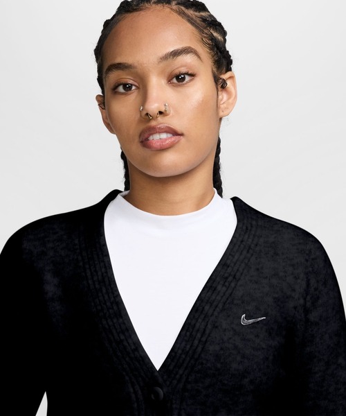 NIKE(ナイキ)の「ナイキ NIKE ナイキ NSW SWT KT ESSTL CARDI MD(カーディガン/ボレロ・レディース・ホワイト/ブラック・XL/M/L/S)」の6枚目の写真