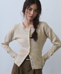 rib button knit cardigan / リブ切り替えボタンニットカーディガン
