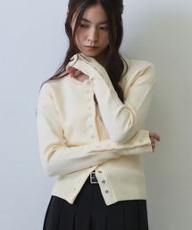 rib button knit cardigan / リブ切り替えボタンニットカーディガン