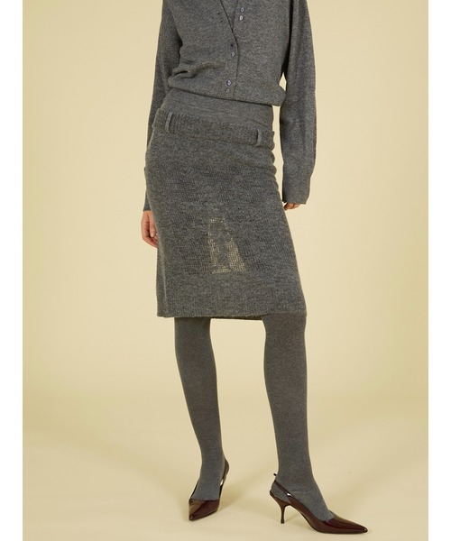 crinkle crinkle crinkle(クリンクルクリンクルクリンクル)の「ポイントテール2wayニットスカート / 【crinkle crinkle crinkle】 point tail 2way knit skirt(スカート・レディース・アイボリー/グレー・FREE)」の4枚目の写真