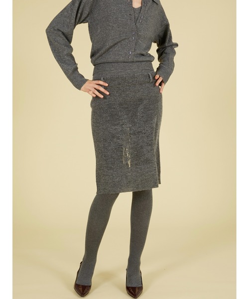 crinkle crinkle crinkle(クリンクルクリンクルクリンクル)の「ポイントテール2wayニットスカート / 【crinkle crinkle crinkle】 point tail 2way knit skirt(スカート・レディース・アイボリー/グレー・FREE)」の5枚目の写真