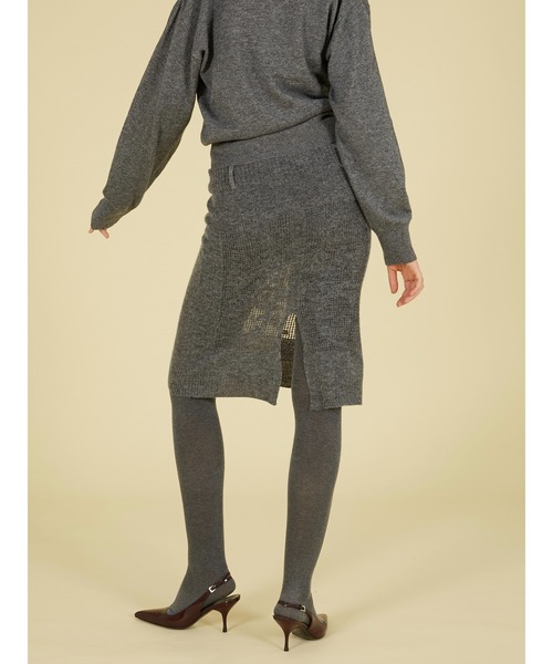 crinkle crinkle crinkle(クリンクルクリンクルクリンクル)の「ポイントテール2wayニットスカート / 【crinkle crinkle crinkle】 point tail 2way knit skirt(スカート・レディース・アイボリー/グレー・FREE)」の6枚目の写真