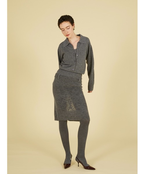 crinkle crinkle crinkle(クリンクルクリンクルクリンクル)の「ポイントテール2wayニットスカート / 【crinkle crinkle crinkle】 point tail 2way knit skirt(スカート・レディース・アイボリー/グレー・FREE)」の7枚目の写真