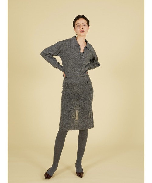 crinkle crinkle crinkle(クリンクルクリンクルクリンクル)の「ポイントテール2wayニットスカート / 【crinkle crinkle crinkle】 point tail 2way knit skirt(スカート・レディース・アイボリー/グレー・FREE)」の8枚目の写真