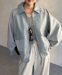 【WEB限定】フェイクレザー切替ブルゾン