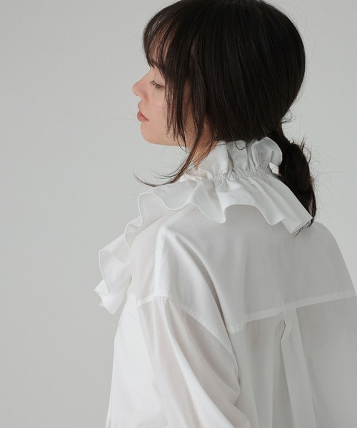 BABYLONE（バビロン）の「フリルカラーシャツ［手洗い可］（シャツ/ブラウス・レディース・ホワイト/ブラック・フリー）」の11枚目の写真