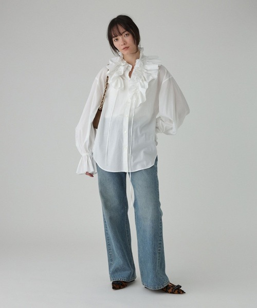 BABYLONE（バビロン）の「フリルカラーシャツ［手洗い可］（シャツ/ブラウス・レディース・ホワイト/ブラック・フリー）」の12枚目の写真