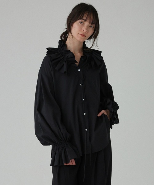 BABYLONE（バビロン）の「フリルカラーシャツ［手洗い可］（シャツ/ブラウス・レディース・ホワイト/ブラック・フリー）」の16枚目の写真