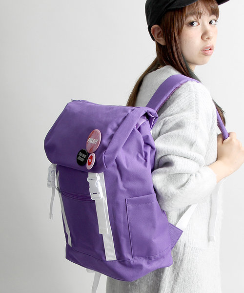 セール】WEGO/缶バッヂ付きリュック（バックパック/リュック