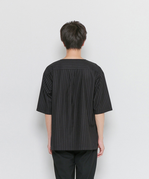 SENSE OF PLACE by URBAN RESEARCH(センスオブプレイスバイアーバンリサーチ)の「ストライプボリュームプルオーバーシャツ(シャツ/ブラウス・メンズ・グレー/ブラック・LARGE/MEDIUM)」の6枚目の写真