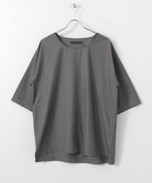 SENSE OF PLACE by URBAN RESEARCH(センスオブプレイスバイアーバンリサーチ)の「ストライプボリュームプルオーバーシャツ(シャツ/ブラウス・メンズ・グレー/ブラック・LARGE/MEDIUM)」の11枚目の写真