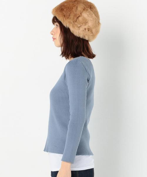 Another Edition(アナザーエディション)の「断ち切りVネックロングスリーブプルオーバー/AEBFC タチキリ V/N LSL PO◆(Tシャツ/カットソー・レディース・ホワイト/ブラウン/ライトブルー・FREE)」の6枚目の写真