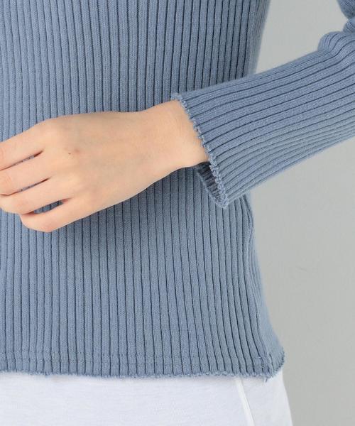 Another Edition(アナザーエディション)の「断ち切りVネックロングスリーブプルオーバー/AEBFC タチキリ V/N LSL PO◆(Tシャツ/カットソー・レディース・ホワイト/ブラウン/ライトブルー・FREE)」の9枚目の写真