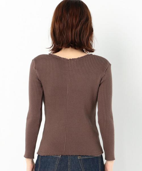 Another Edition(アナザーエディション)の「断ち切りVネックロングスリーブプルオーバー/AEBFC タチキリ V/N LSL PO◆(Tシャツ/カットソー・レディース・ホワイト/ブラウン/ライトブルー・FREE)」の14枚目の写真