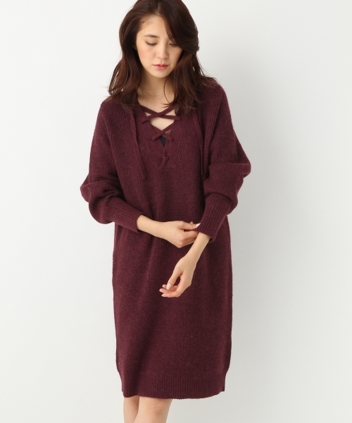 A part by（アパートバイ）の「7Gアゼレースアップワンピース 739525（ワンピース・レディース・ブラック/レッド/ライトグレー・FREE）」の3枚目の写真