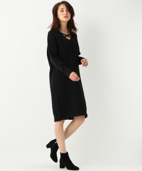 A part by（アパートバイ）の「7Gアゼレースアップワンピース 739525（ワンピース・レディース・ブラック/レッド/ライトグレー・FREE）」の4枚目の写真