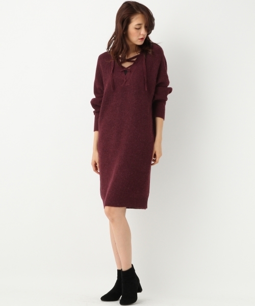 A part by（アパートバイ）の「7Gアゼレースアップワンピース 739525（ワンピース・レディース・ブラック/レッド/ライトグレー・FREE）」の6枚目の写真