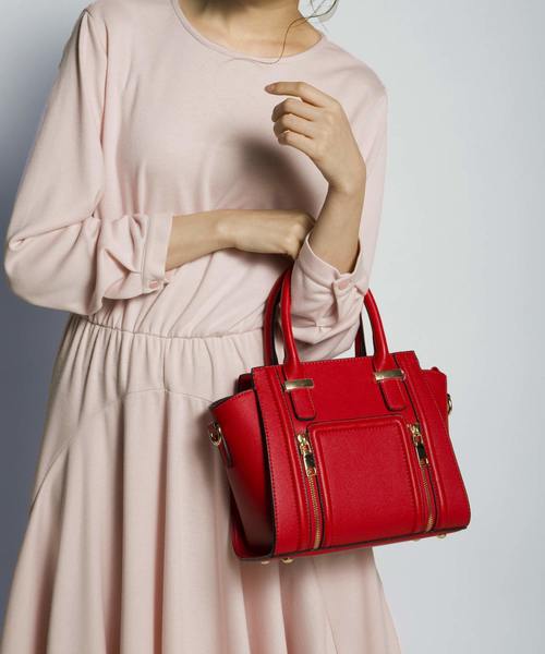 PLAIN CLOTHING（プレーンクロージング）の「フロントZIPハンドバッグ【PLAIN CLOTHING】（ショルダーバッグ・レディース・グレー/レッド/キャメル/ブラック/アイボリー・FREE）」の19枚目の写真