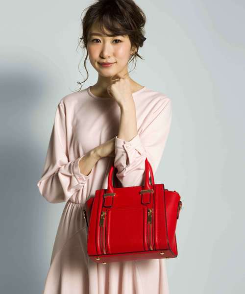 PLAIN CLOTHING（プレーンクロージング）の「フロントZIPハンドバッグ【PLAIN CLOTHING】（ショルダーバッグ・レディース・グレー/レッド/キャメル/ブラック/アイボリー・FREE）」の21枚目の写真