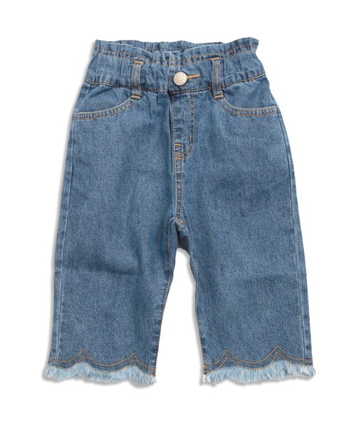 apres les cours（アプレレクール）の「裾スカラップデニムパンツ 7分丈（デニムパンツ・キッズ・ブルー/ネイビー・140/110/130/80/90/100/120）」の2枚目の写真