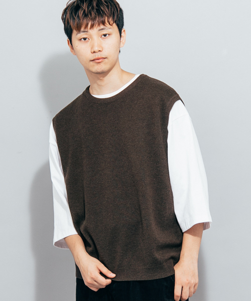 SENSE OF PLACE by URBAN RESEARCH（センスオブプレイスバイアーバンリサーチ）の「ニットベスト（ニット/セーター・メンズ・ネイビー/ブラウン・LARGE/MEDIUM）」の21枚目の写真