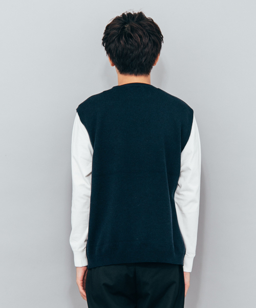 SENSE OF PLACE by URBAN RESEARCH（センスオブプレイスバイアーバンリサーチ）の「ニットベスト（ニット/セーター・メンズ・ネイビー/ブラウン・LARGE/MEDIUM）」の16枚目の写真