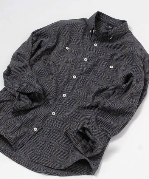 MONO-MART（モノマート）の「ボタンダウンカラーフランネルシャツ/ライトオンス(MONO-MART)（シャツ/ブラウス・メンズ・ボルドー/ネイビー/ブルー系その他/グレー系その他/ブラウン/グレー/チャコール/ブラック/チェック・M/L/XL）」の9枚目の写真