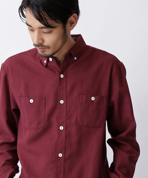 MONO-MART（モノマート）の「ボタンダウンカラーフランネルシャツ/ライトオンス(MONO-MART)（シャツ/ブラウス・メンズ・ボルドー/ネイビー/ブルー系その他/グレー系その他/ブラウン/グレー/チャコール/ブラック/チェック・M/L/XL）」の8枚目の写真