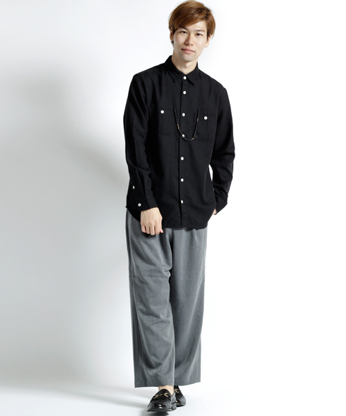 MONO-MART（モノマート）の「ボタンダウンカラーフランネルシャツ/ライトオンス(MONO-MART)（シャツ/ブラウス・メンズ・ボルドー/ネイビー/ブルー系その他/グレー系その他/ブラウン/グレー/チャコール/ブラック/チェック・M/L/XL）」の10枚目の写真