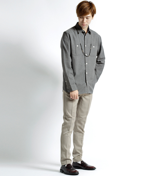 MONO-MART（モノマート）の「ボタンダウンカラーフランネルシャツ/ライトオンス(MONO-MART)（シャツ/ブラウス・メンズ・ボルドー/ネイビー/ブルー系その他/グレー系その他/ブラウン/グレー/チャコール/ブラック/チェック・M/L/XL）」の11枚目の写真