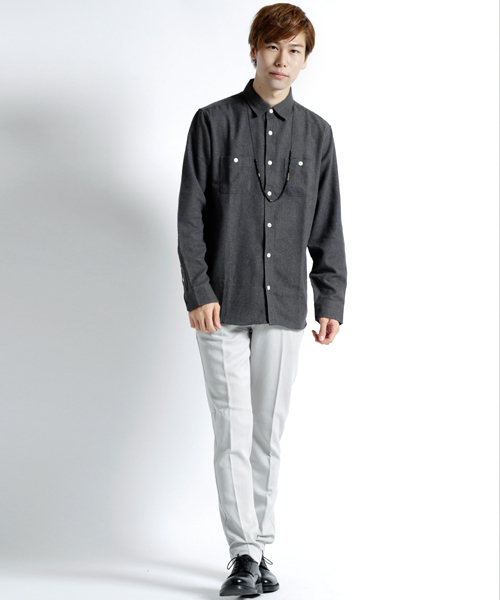 MONO-MART（モノマート）の「ボタンダウンカラーフランネルシャツ/ライトオンス(MONO-MART)（シャツ/ブラウス・メンズ・ボルドー/ネイビー/ブルー系その他/グレー系その他/ブラウン/グレー/チャコール/ブラック/チェック・M/L/XL）」の13枚目の写真