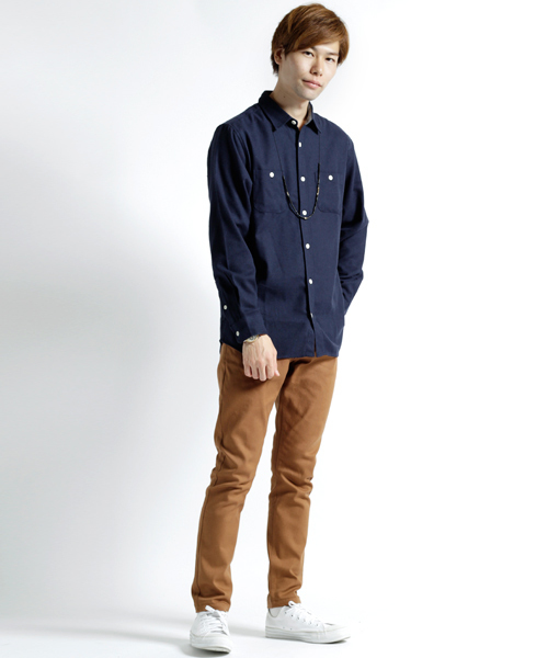 MONO-MART（モノマート）の「ボタンダウンカラーフランネルシャツ/ライトオンス(MONO-MART)（シャツ/ブラウス・メンズ・ボルドー/ネイビー/ブルー系その他/グレー系その他/ブラウン/グレー/チャコール/ブラック/チェック・M/L/XL）」の15枚目の写真