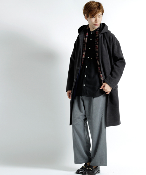 MONO-MART（モノマート）の「ボタンダウンカラーフランネルシャツ/ライトオンス(MONO-MART)（シャツ/ブラウス・メンズ・ボルドー/ネイビー/ブルー系その他/グレー系その他/ブラウン/グレー/チャコール/ブラック/チェック・M/L/XL）」の21枚目の写真