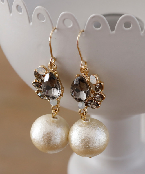 コットンパール ビジューピアス結婚式対応 ピアス 両耳用 Pourvous プールヴー のファッション通販 Zozotown