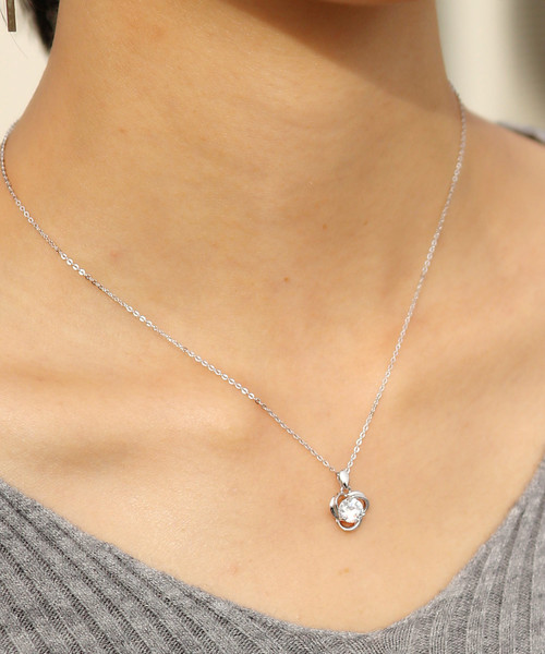 florist（フローリスト）の「CZダイヤフラワーネックレス（ネックレス・レディース・ゴールド/シルバー/ピンクゴールド・FREE）」の7枚目の写真