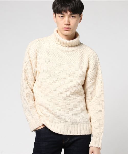 koe（コエ）の「ロービングタートル（ニット/セーター・メンズ・ネイビー/アイボリー・L/M）」の2枚目の写真