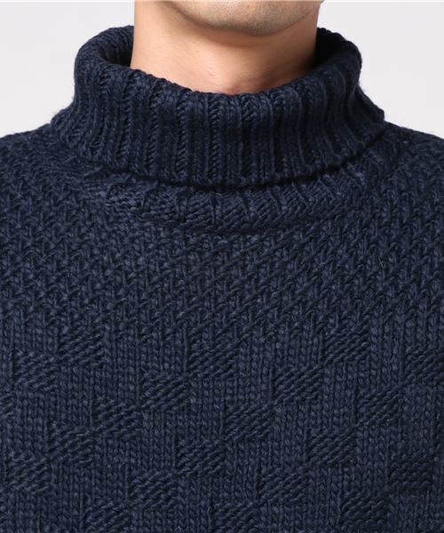 koe（コエ）の「ロービングタートル（ニット/セーター・メンズ・ネイビー/アイボリー・L/M）」の7枚目の写真