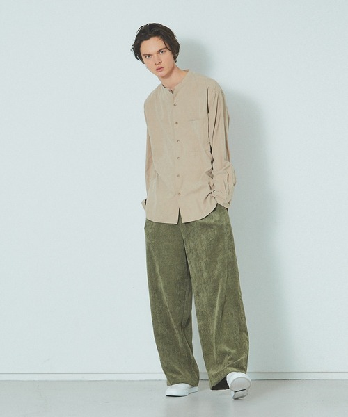 MYSELF ABAHOUSE（マイセルフアバハウス）の「【MYSELF ABAHOUSE】ネオスウェード ピーチ起毛 ノーカラー シャツ（シャツ/ブラウス・メンズ・ブルー/ベージュ/ライム/ネイビー/ピンクベージュ・44/46/48）」の7枚目の写真
