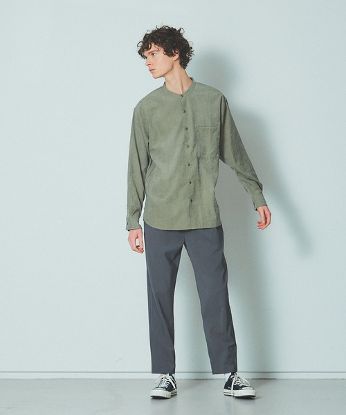 MYSELF ABAHOUSE（マイセルフアバハウス）の「【MYSELF ABAHOUSE】ネオスウェード ピーチ起毛 ノーカラー シャツ（シャツ/ブラウス・メンズ・ブルー/ベージュ/ライム/ネイビー/ピンクベージュ・44/46/48）」の11枚目の写真