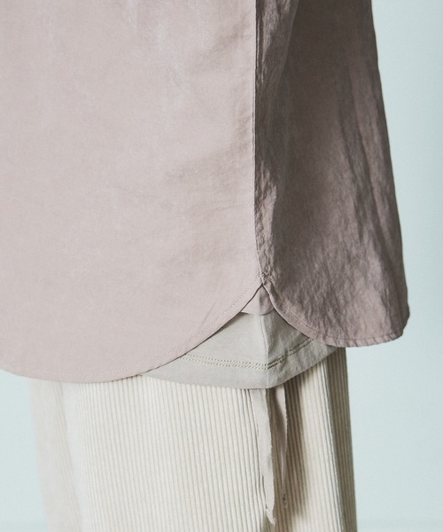 MYSELF ABAHOUSE（マイセルフアバハウス）の「【MYSELF ABAHOUSE】ネオスウェード ピーチ起毛 ノーカラー シャツ（シャツ/ブラウス・メンズ・ブルー/ベージュ/ライム/ネイビー/ピンクベージュ・44/46/48）」の14枚目の写真